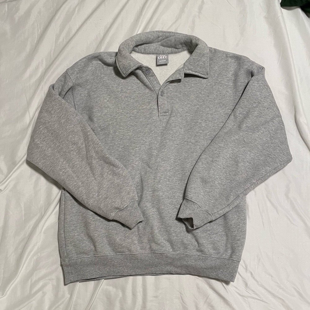 TNA Cozy Fleece Boyfriend Polo Sweatshirt